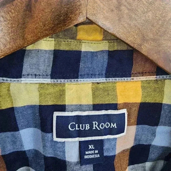 Club‎ Room Cotton Lined Plaid Button down Long sleeve Shirt Men's XL 8003C - Picture 3 of 7